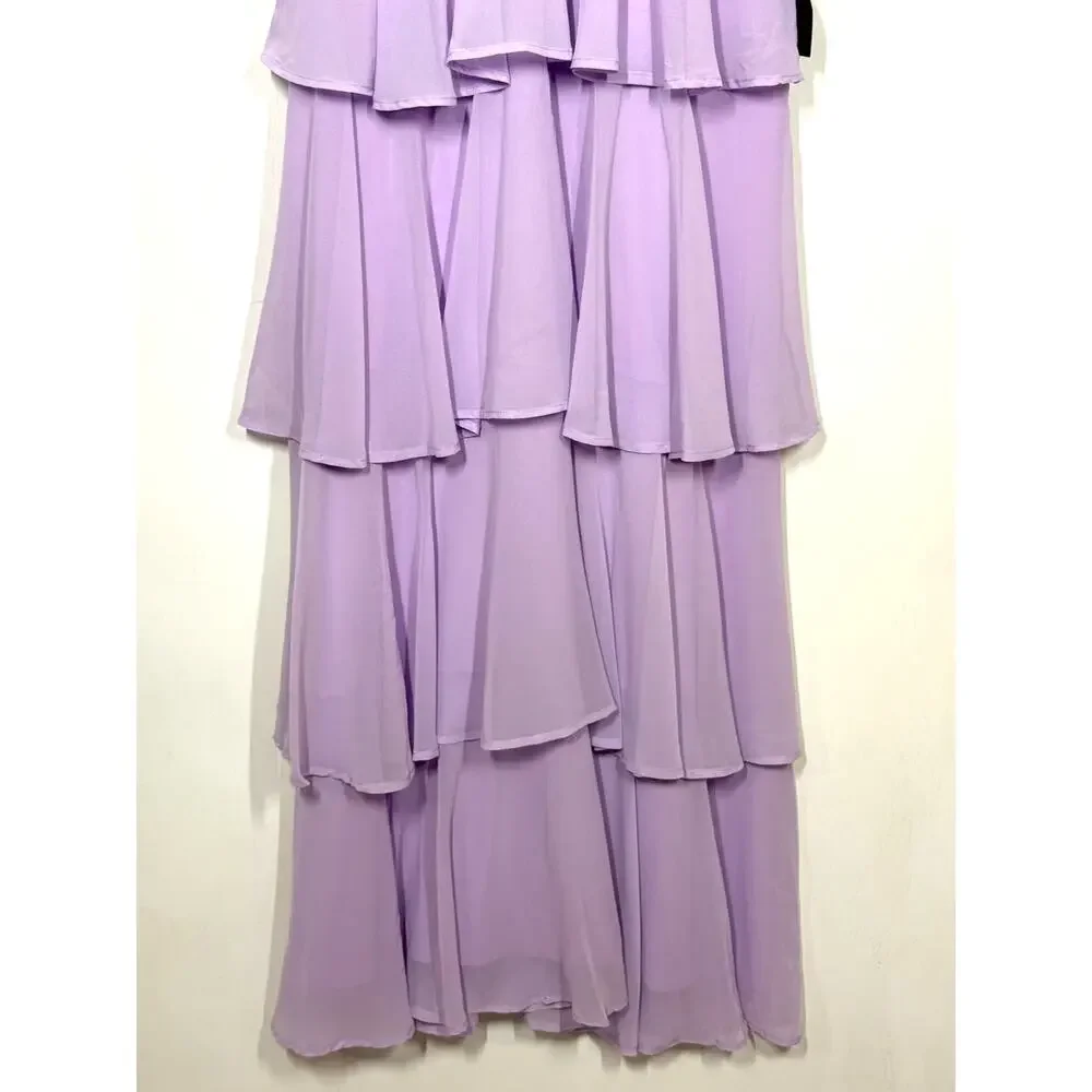 Lulus Amazing Evening Maxi Dress Women's Medium Lavender Tiered Chiffon NWT - Picture 7 of 12